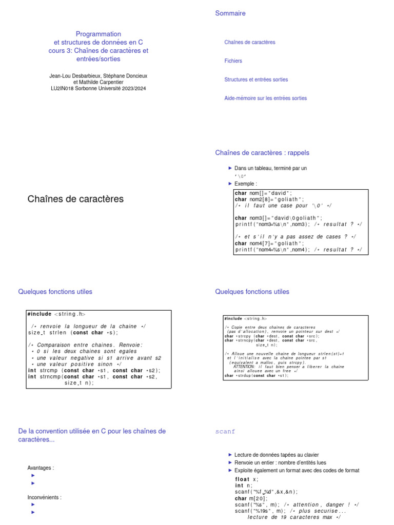 Chaînes et fichiers en C : cours 3 | PDF | Gestion des données ...