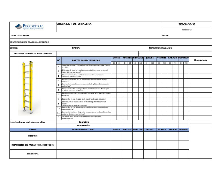 Checklist de Inspección de Escaleras | PDF | Escalera