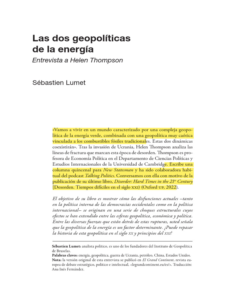 Geopolítica de la energía en el siglo XXI | PDF | Política mundial | China