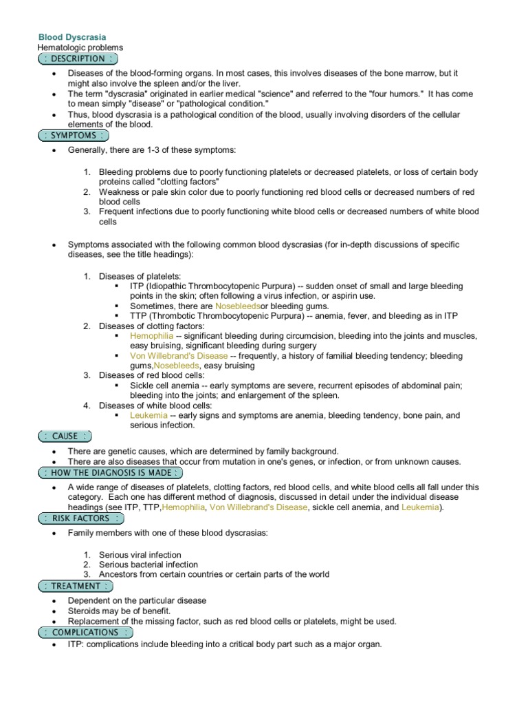 Understanding Blood Dyscrasias | PDF | Bleeding | Platelet