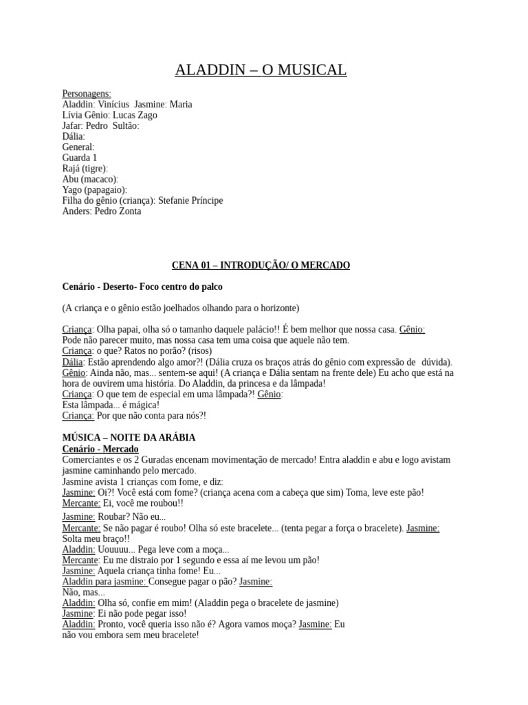 ALADDIN - O Musical (SCRIPT) | PDF