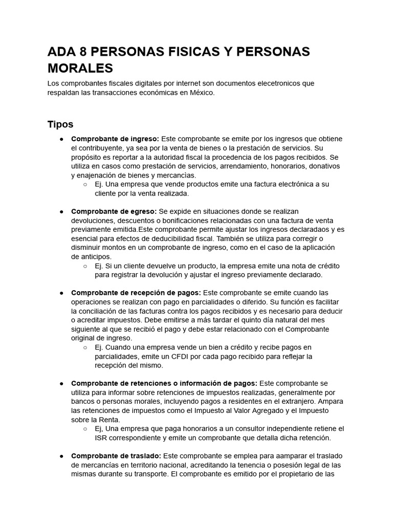 ADA 8 PERSONAS FISICAS Y PERSONAS MORALES | PDF | Impuesto sobre la ...