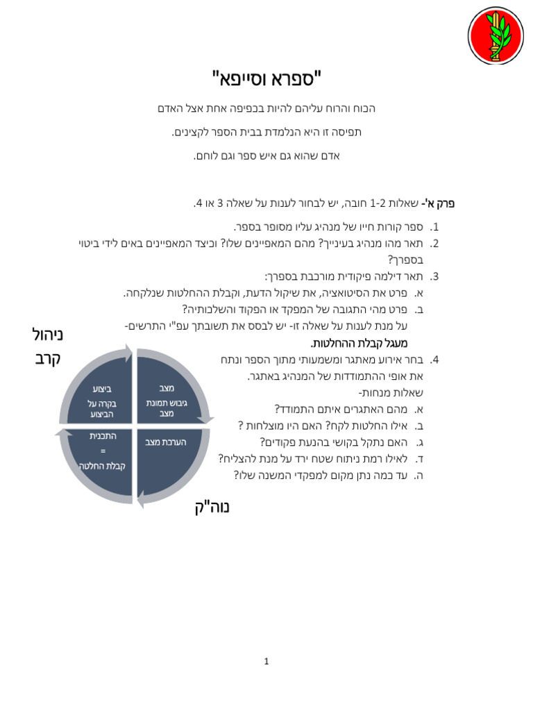 מטלת ספרא וסייפא- שאלות | PDF