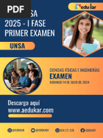 Examen de Admisión Ordinario UNSA Ingeniería I Fase 2026 | PDF