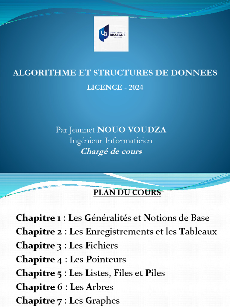 Algorithmes et Structures de Données 2024 | PDF | Programme ...