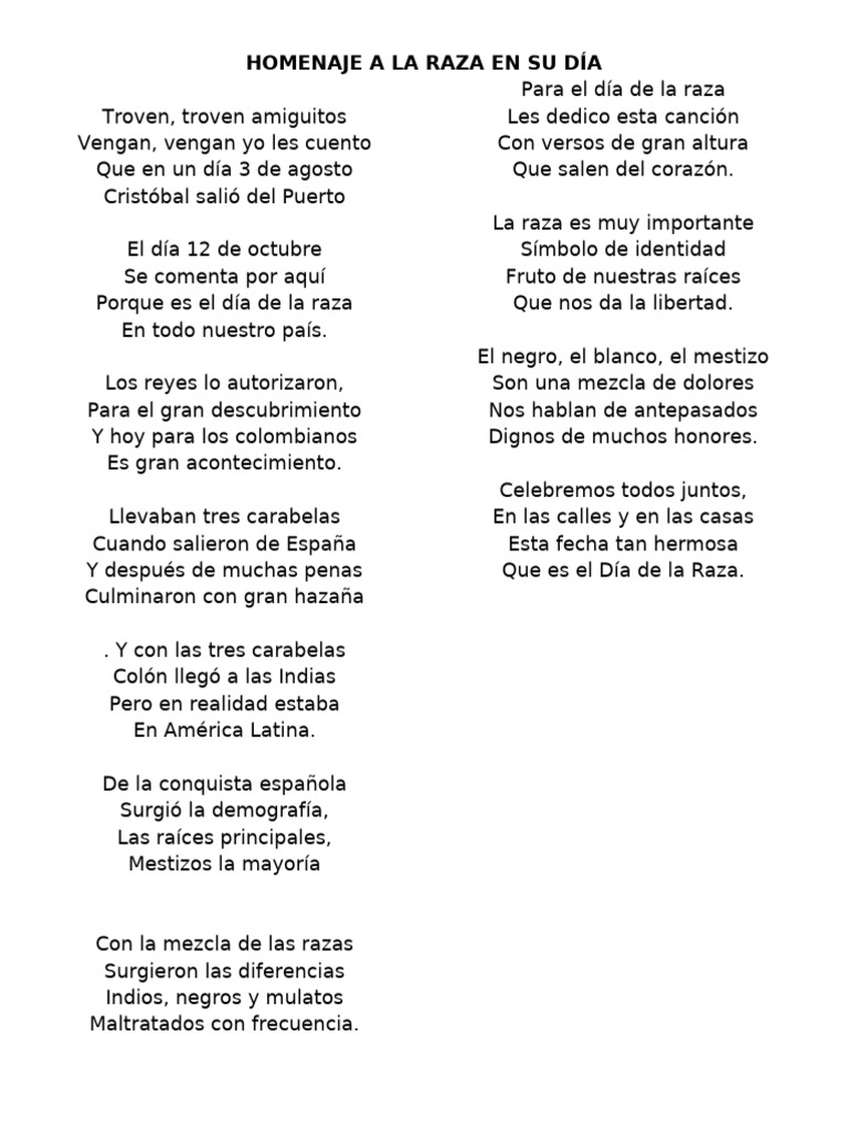 Celebración del Día de la Raza | PDF
