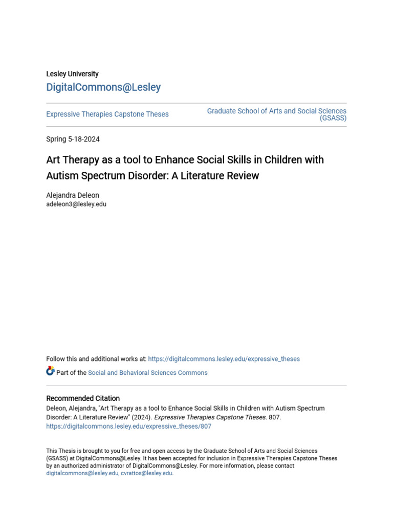 Art Therapy for Social Skills in ASD | PDF | Autism | Art Therapy