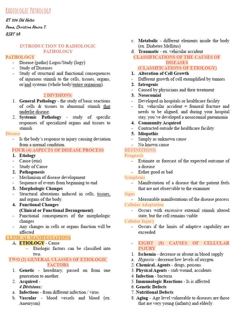 1st Note RT 306 Prelim Old Notes Sept. 8 | PDF | Infection | Human ...