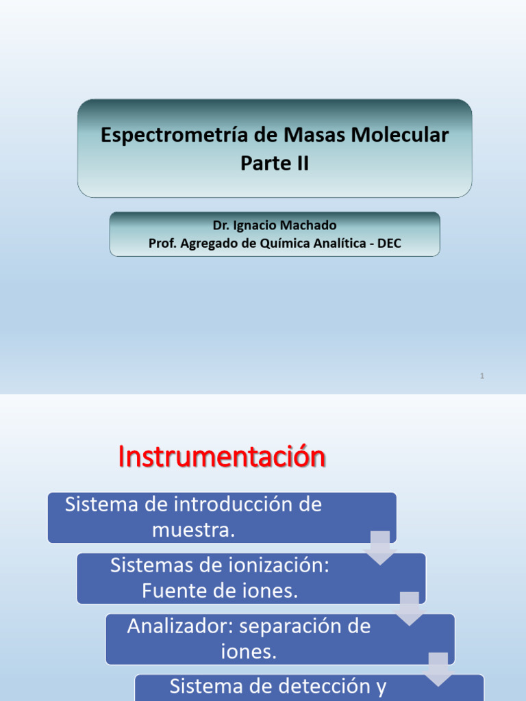 Clase 22 - Espectrometría de Masas II | PDF | Espectrometría de masas ...