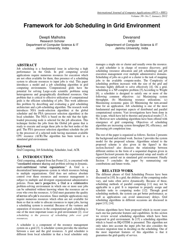 Pxc3876861jobsched in Greid | PDF | Scheduling (Computing) | Grid Computing