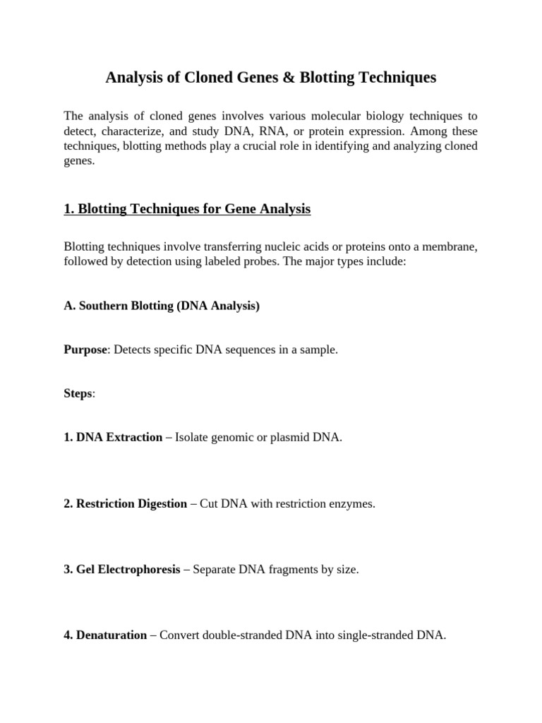 Analysis of Cloned Genes MICRO 7TH | PDF | Blot (Biology) | Molecular ...