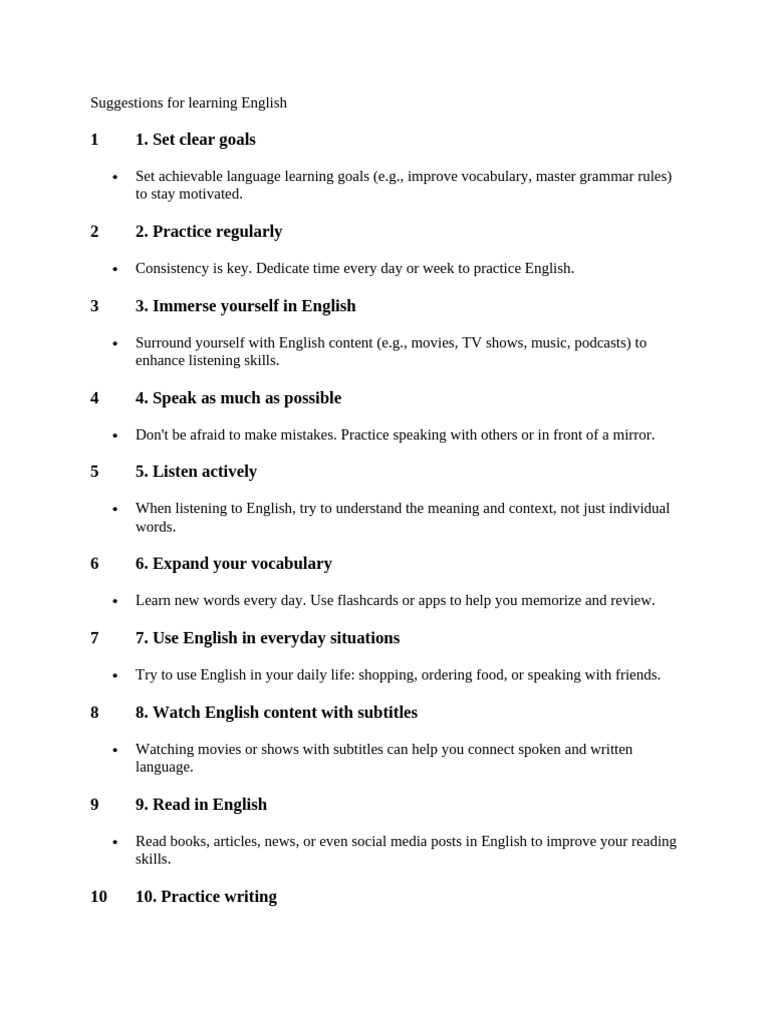 20 Tips for Learning English Effectively | PDF | English Language ...