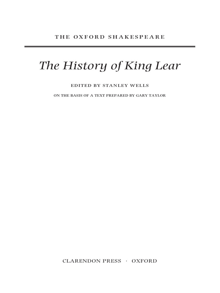 King Lear: An Oxford Edition Overview | PDF | King Lear | William ...