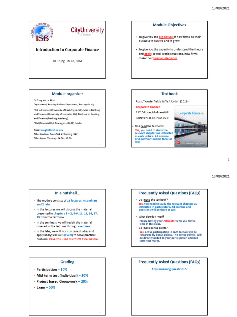 Introduction to Corporate Finance Course | PDF | Stocks | Investing