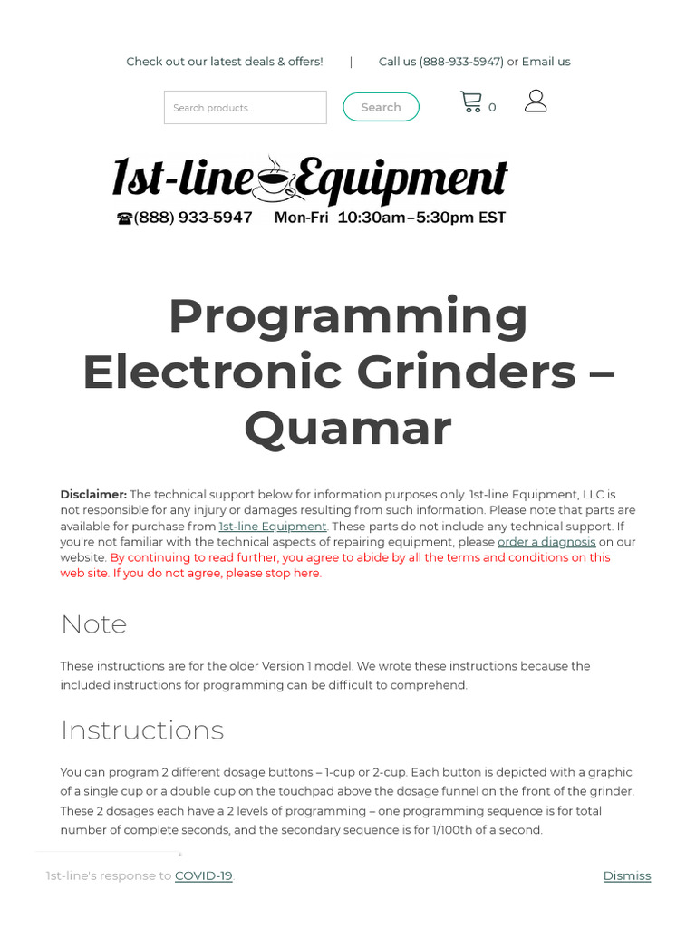 Quamar Coffee Grinder - Programming | PDF