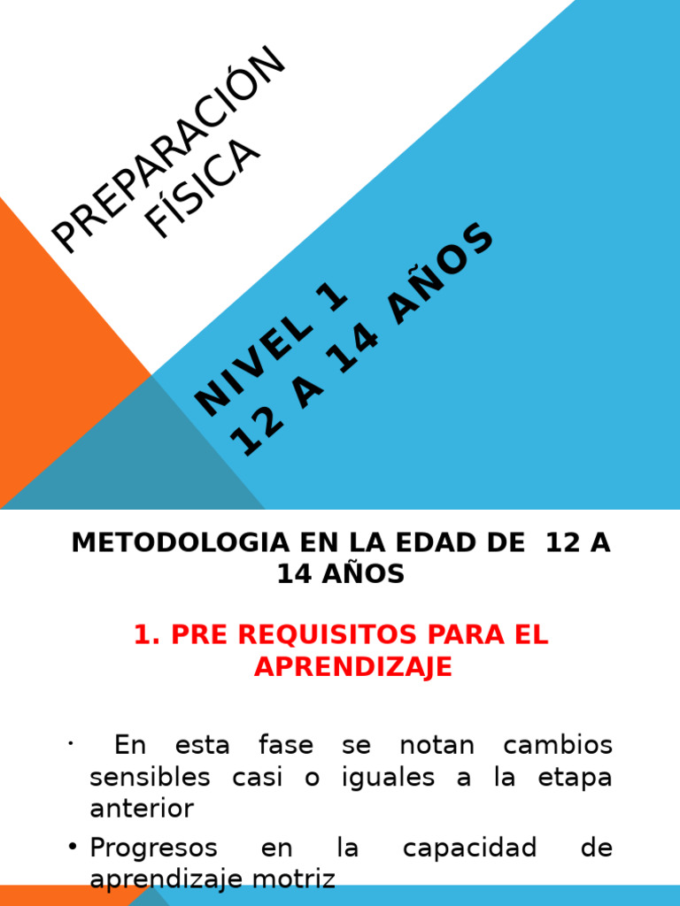 Metodología de Entrenamiento Físico 12-14 Años | PDF