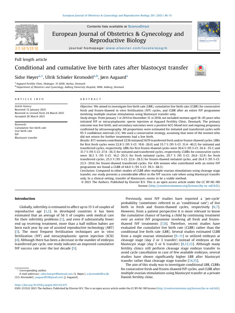 Blastocyst Transfer: Live Birth Rates in IVF | PDF | In Vitro ...