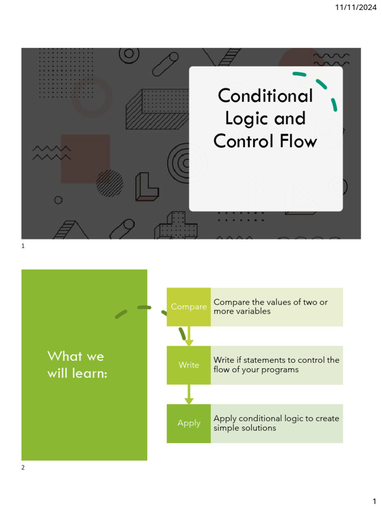 Prokom 1-Conditional Logic and Control Flow (2) | PDF