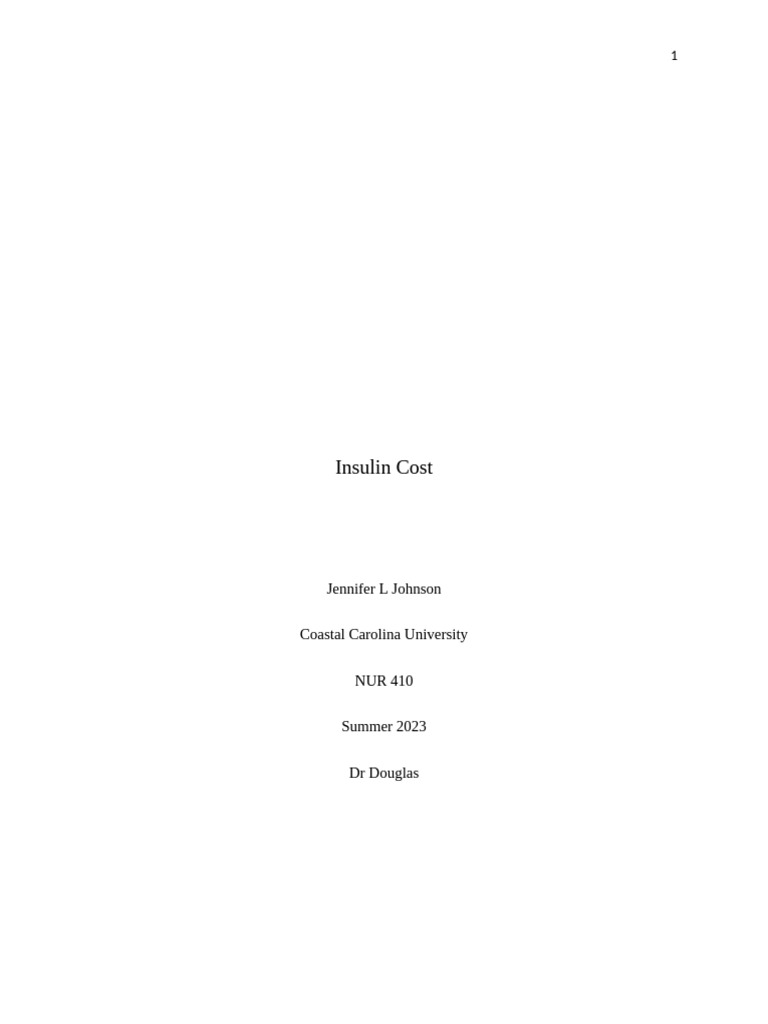 NUR 410 Communtity Health Paper | PDF | Diabetes | Insulin