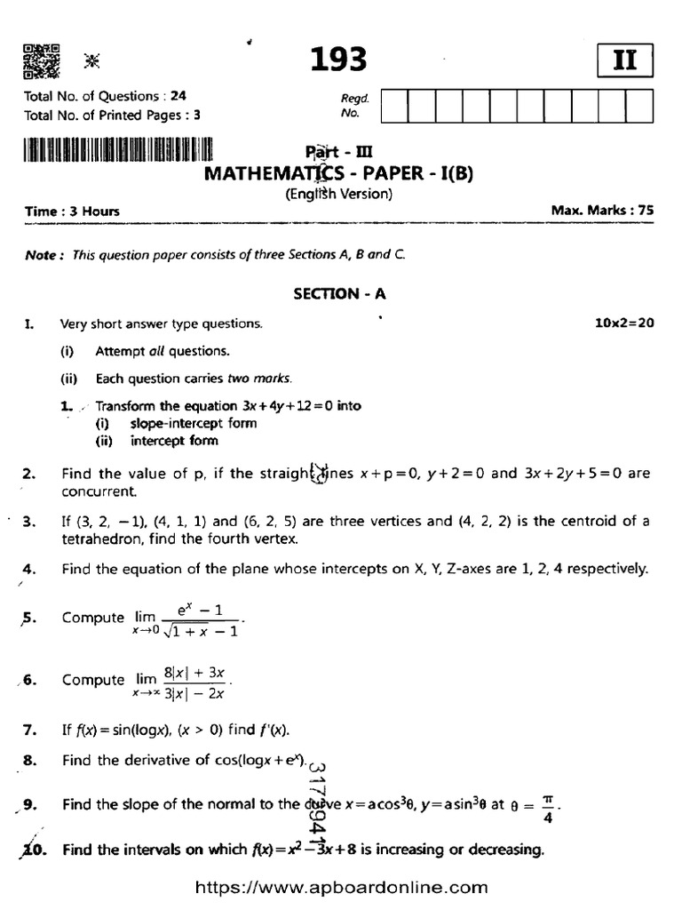 AP Inter 1 Year Mathematics p1b 193 2022 | PDF