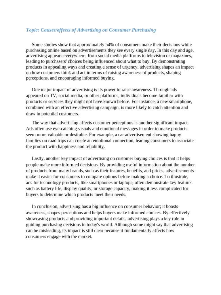 Impact of Advertising on Consumer Choices | PDF