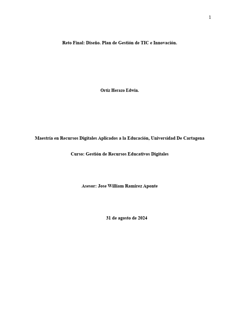 Plan de Gestión TIC e Innovación 2024-2026 | PDF | Enseñando ...