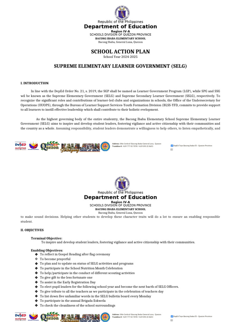 SELG Action Plan 2024-2025 | PDF