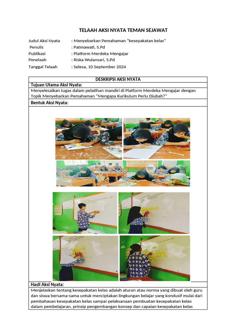 Telaah Aksi Nyata Dede Rukmana | PDF