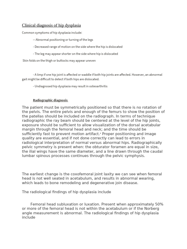 Clinical Diagnosis of Hip Dysplasia | PDF | Hip | Pelvis