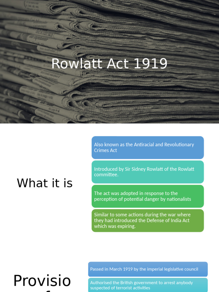 Overview of the Rowlatt Act 1919 | PDF