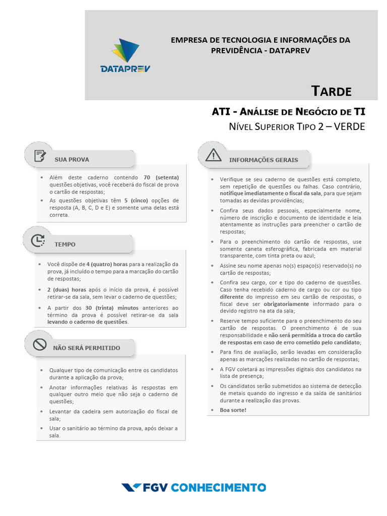 Prova de Análise de Negócio de TI - DATAPREV | PDF | Privacidade de ...