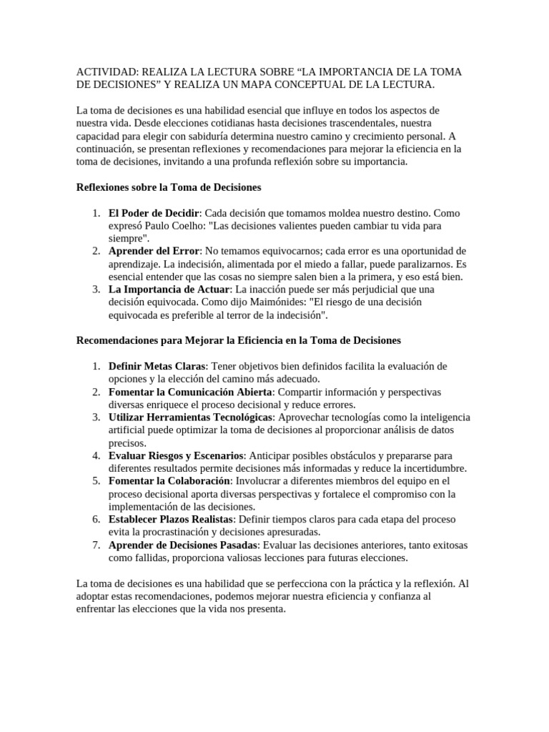Toma de Decisiones | PDF | Toma de decisiones | Aprendizaje