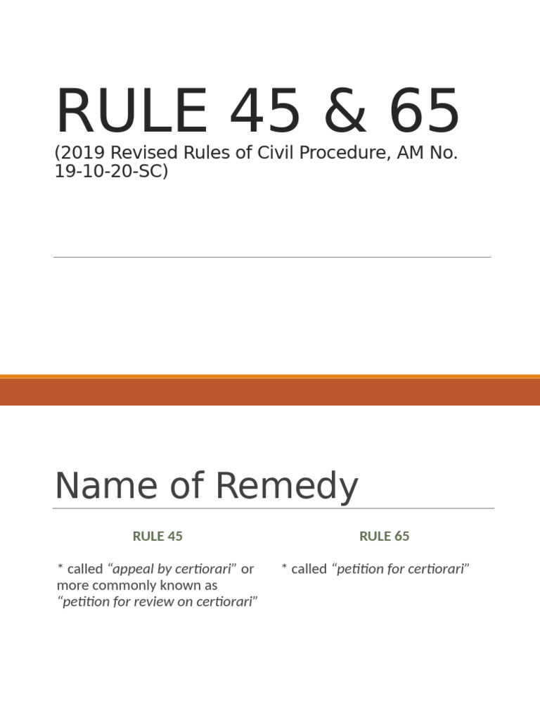 Overview of Rules 45 and 65 Procedures | PDF | Appeal | Certiorari