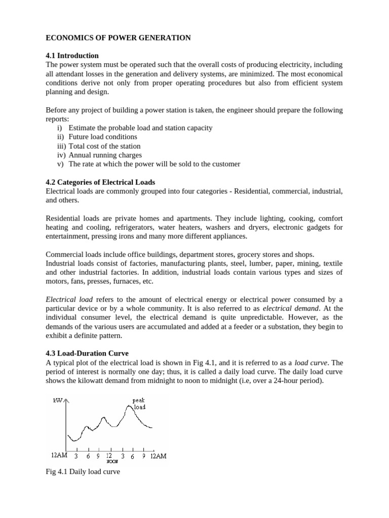 ECONOMICS of POWER GENERATION | PDF | Capacitor | Electrical Engineering