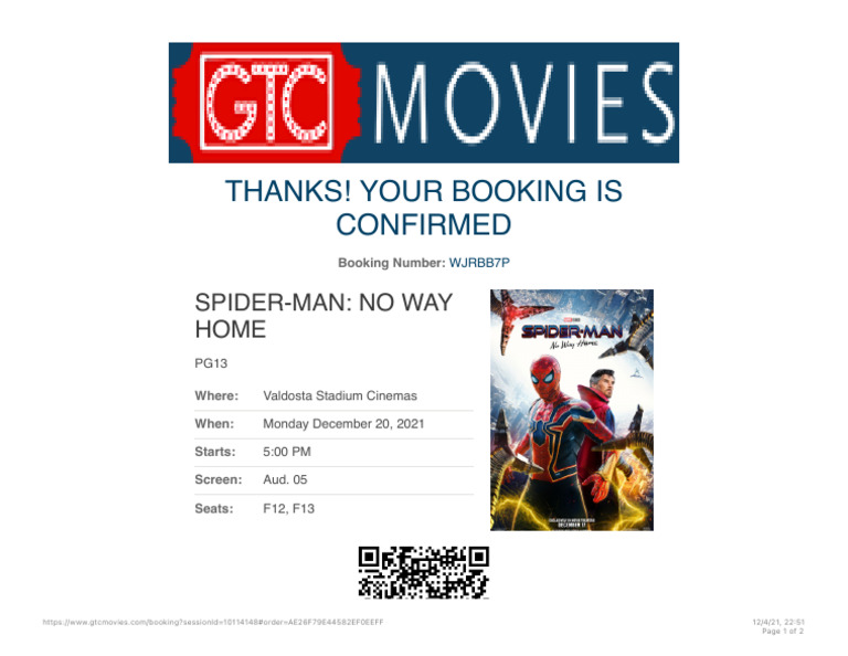 Moviegoers Booking Confirmation Pdf
