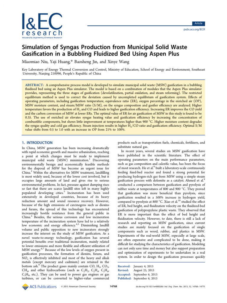 Syngas Production from MSW Gasification | PDF | Gasification | Combustion