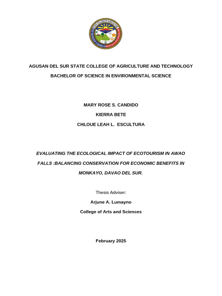 Evaluating The Ecological Impact of Ecotourism in Awao Falls :balancing ...