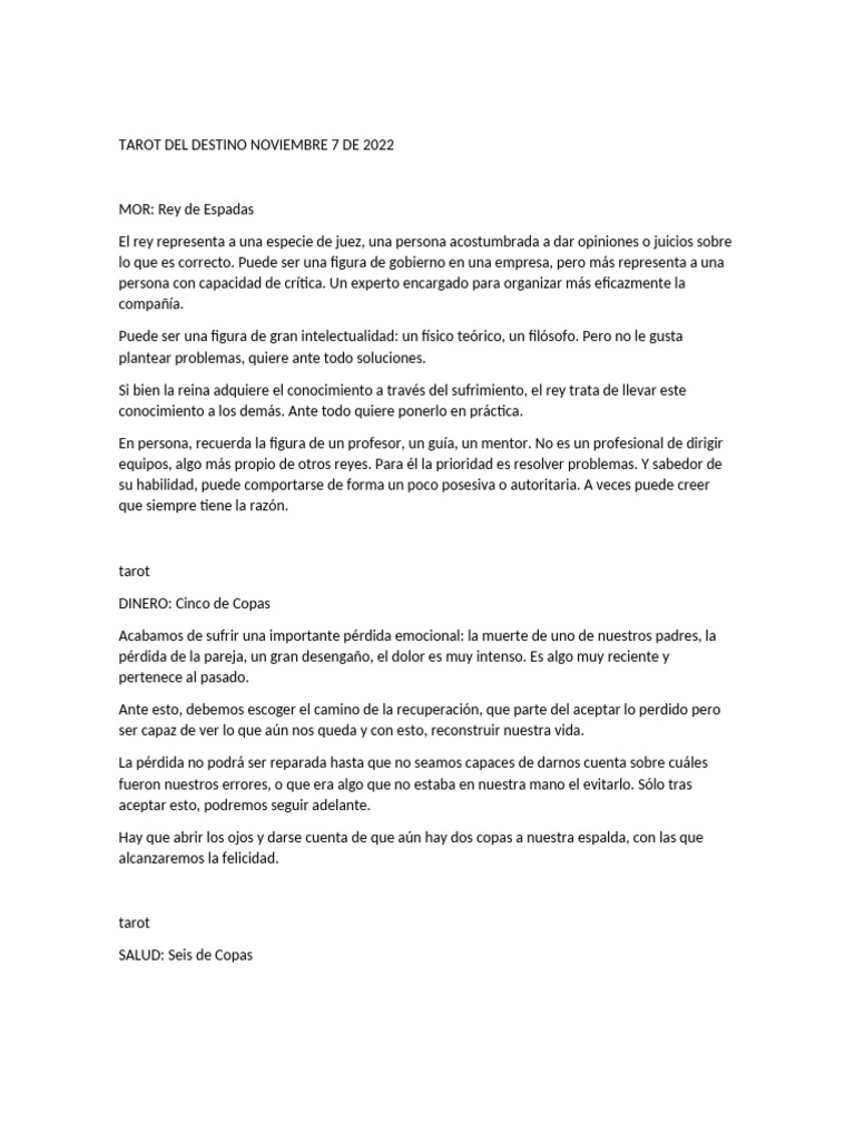 Tarot del Destino: Guía de Noviembre | PDF | Amor | Tarot