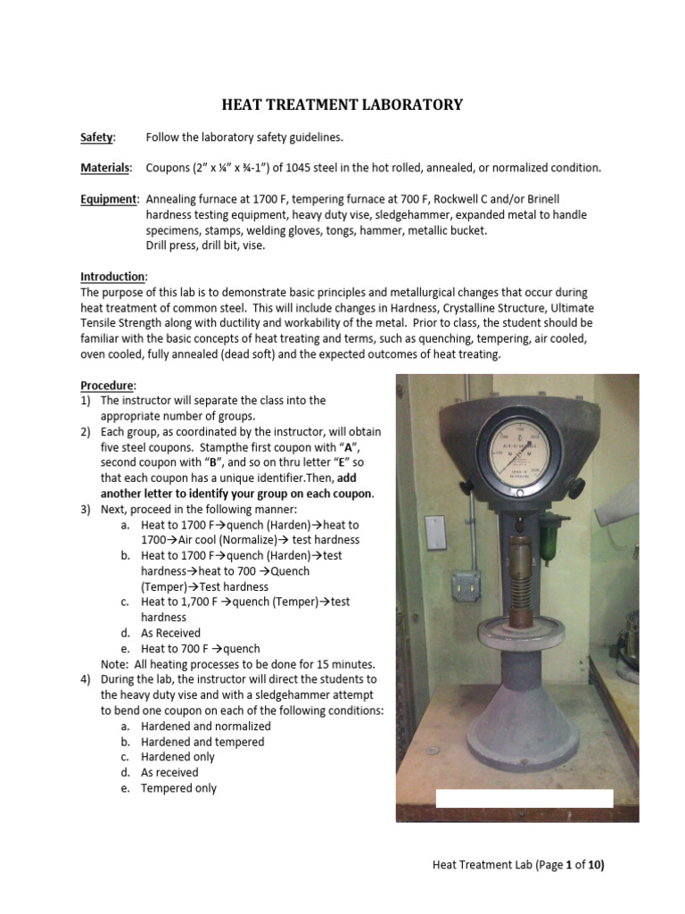 Heat Treatment Lab Procedures and Analysis | PDF | Hardness | Heat Treating