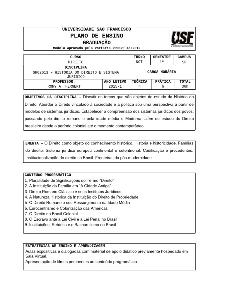 hist-ria-do-direito-plano-de-ensino-2015-pdf-brasil-lei-romana
