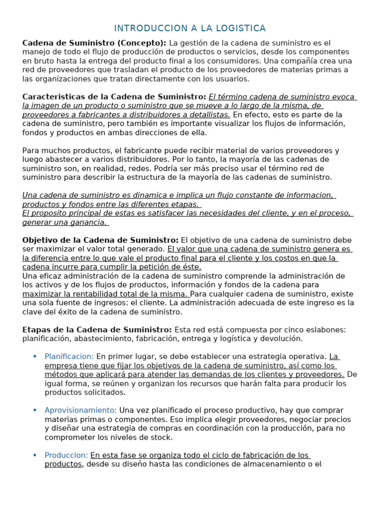 Logística y Cadena de Suministro | PDF | Logística | Cadena de suministro