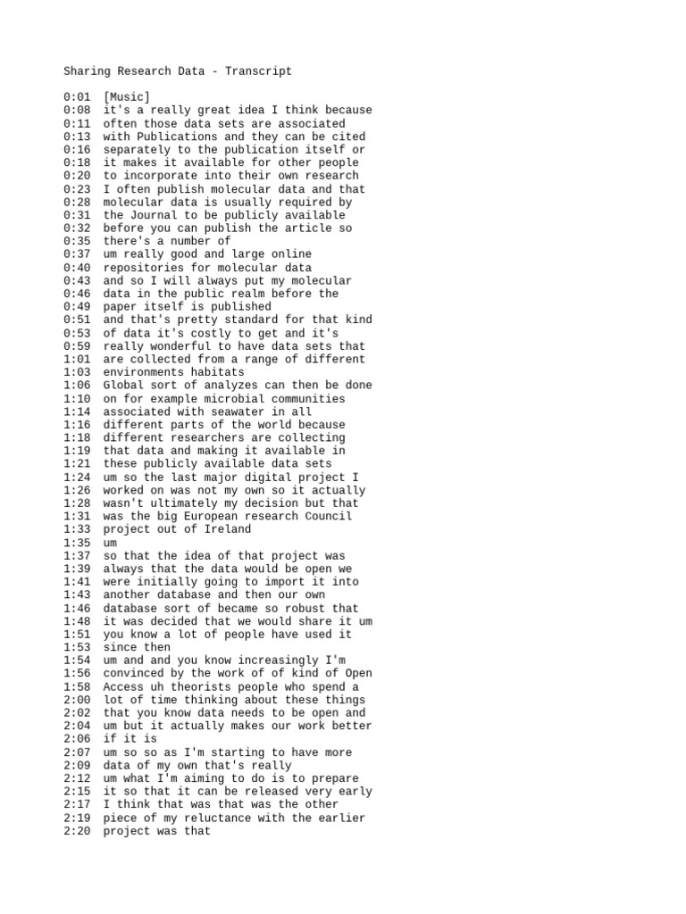 04b_Transcript - Sharing Research Data | PDF | Data | Open Access