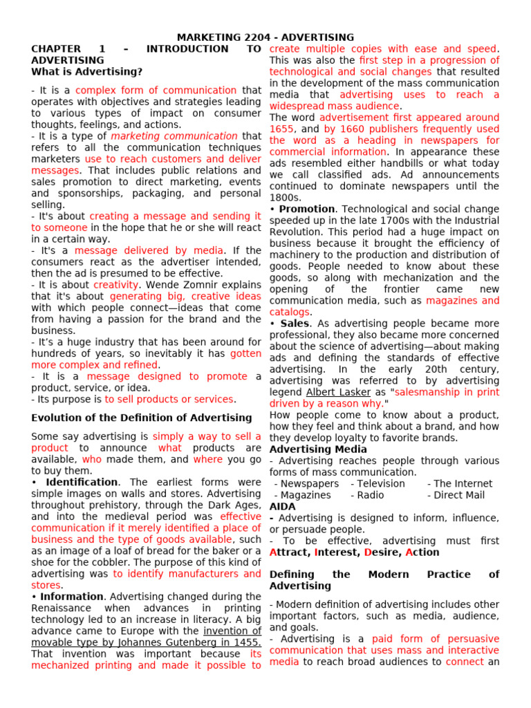 Introduction to Advertising Concepts | PDF | Marketing | Advertising