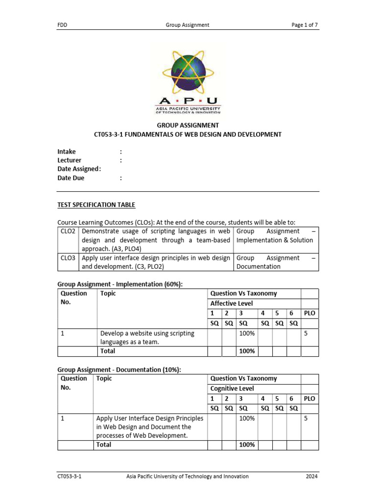 Web Design Group Assignment Guide | PDF | Computing