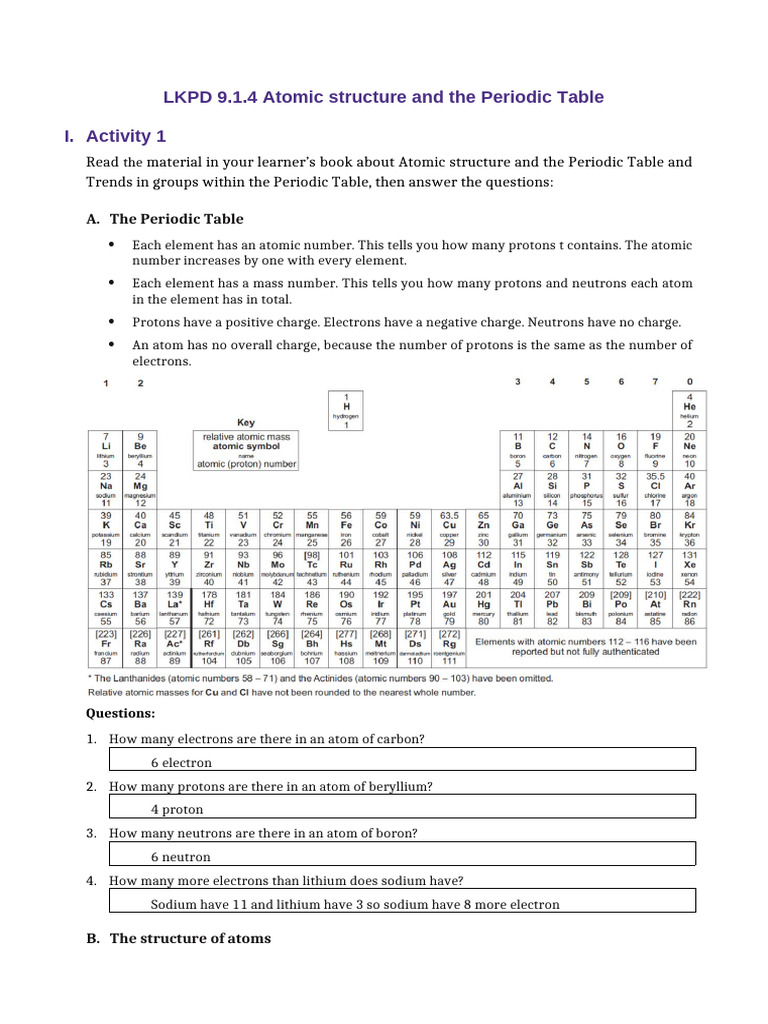Atomic Structure & Periodic Table Guide | PDF | Atoms | Periodic Table
