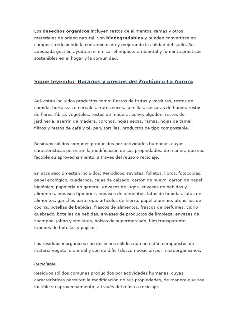 Clasificación de la Basura y Desechos | PDF | Residuos | Alimentos
