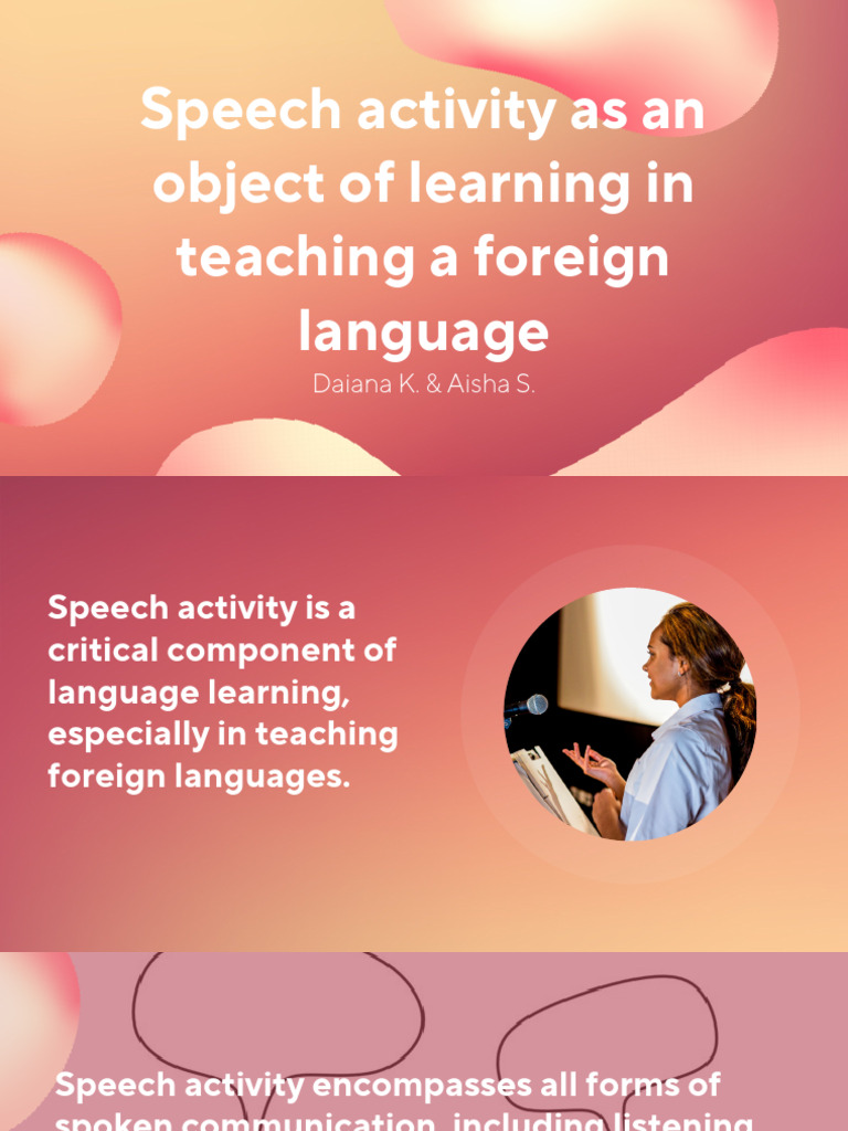 Speech Activities in Language Learning | PDF | Learning | Foreign Language