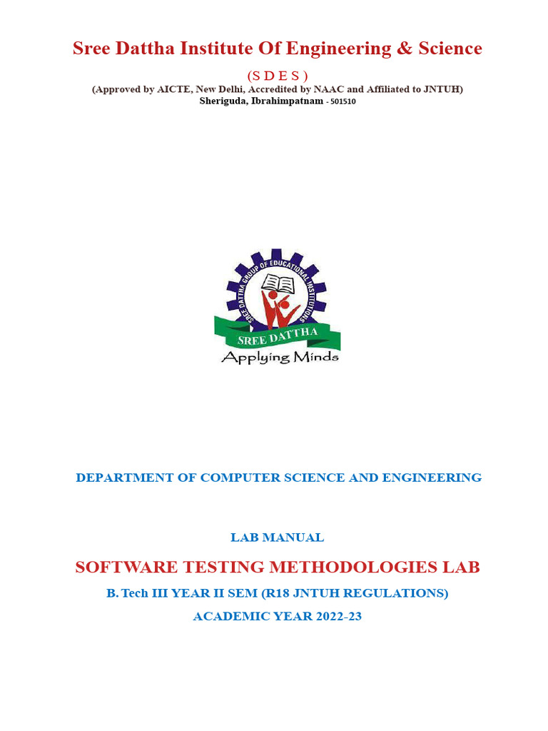 Software Testing Lab Manual for CSE | PDF | Graphical User Interfaces ...