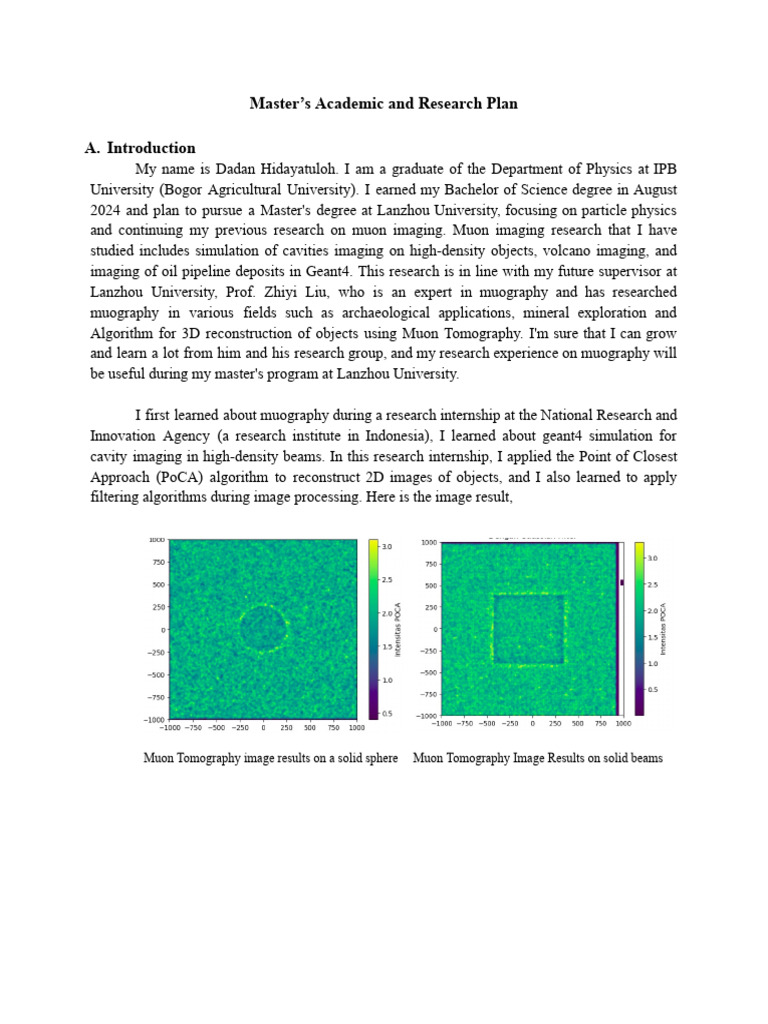 Master's Plan in Muon Imaging Research | PDF