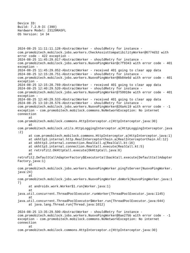 Mobile App Error Log Analysis | PDF | Domain Name System | Java ...